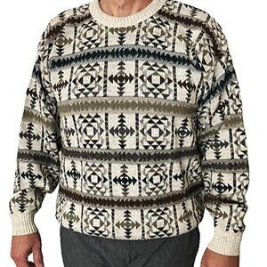 St. John’s Bay Men's Crewneck Sweater, Long Sleeve, Southwestern Pattern, Large
